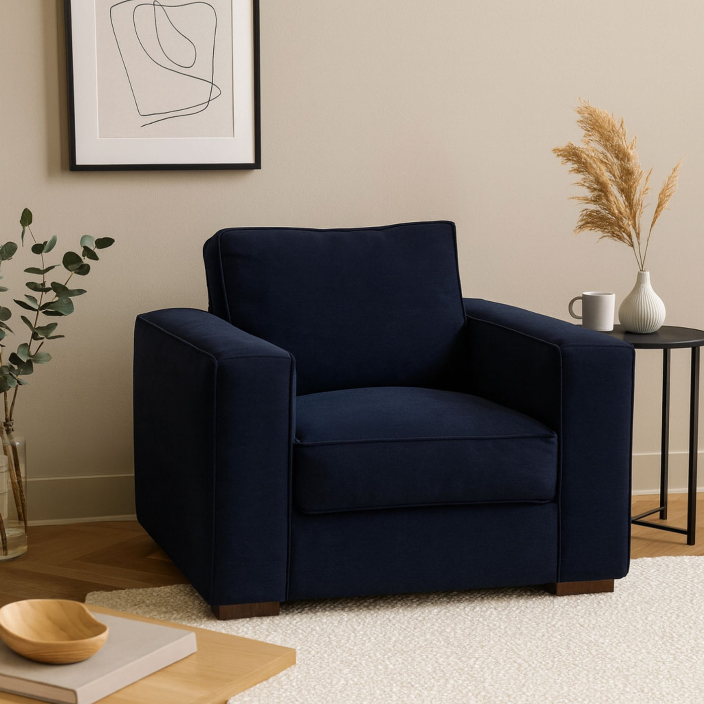 Fauteuil ALINEA California en tissu bleu marine