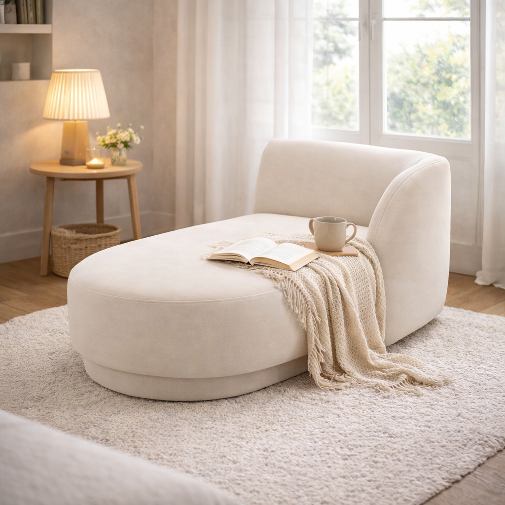 Méridienne MICADONI Miley en velours beige