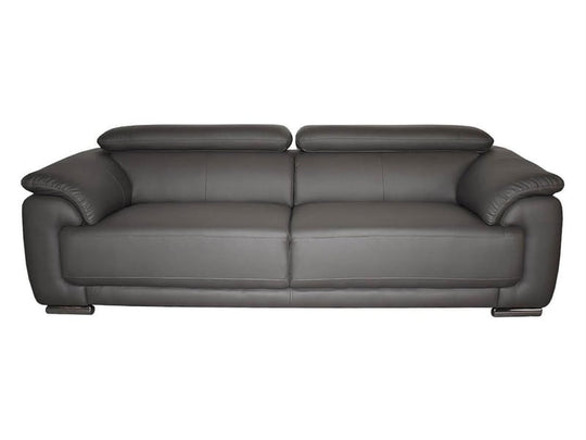 Canapé MARJORIE 3 places en cuir gris VENTE UNIQUE