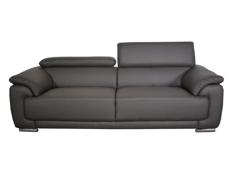 Canapé MARJORIE 3 places en cuir gris VENTE UNIQUE