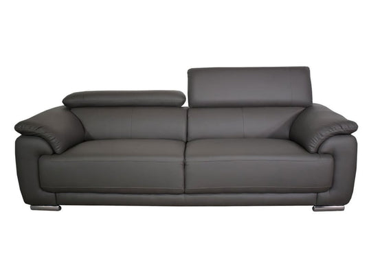 Canapé MARJORIE 3 places en cuir gris VENTE UNIQUE