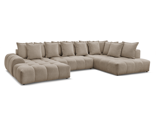 Canapé BOBOCHIC d'angle gauche panoramique convertible avec coffre EVEREST Taupe