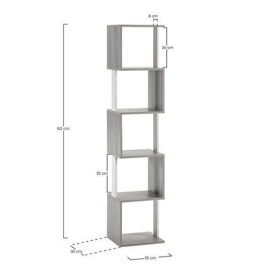 Etagère 5 compartiments bois et blanc