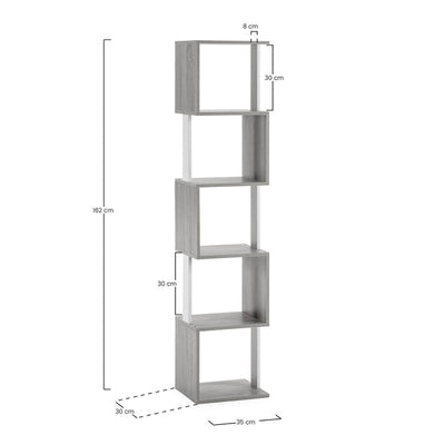 Etagère 5 compartiments bois et blanc