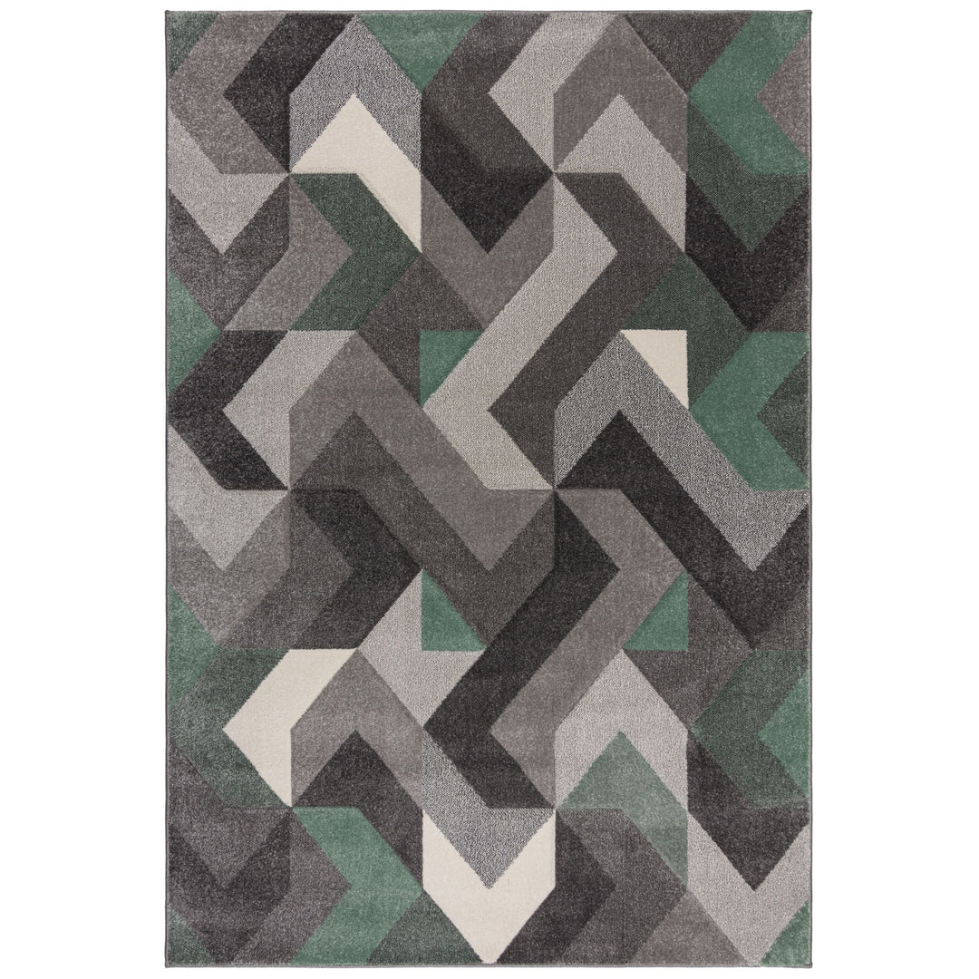 Tapis 3D graphique Aurora 200x290cm Gris et Vert