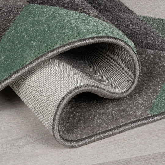Tapis 3D graphique Aurora 200x290cm Gris et Vert