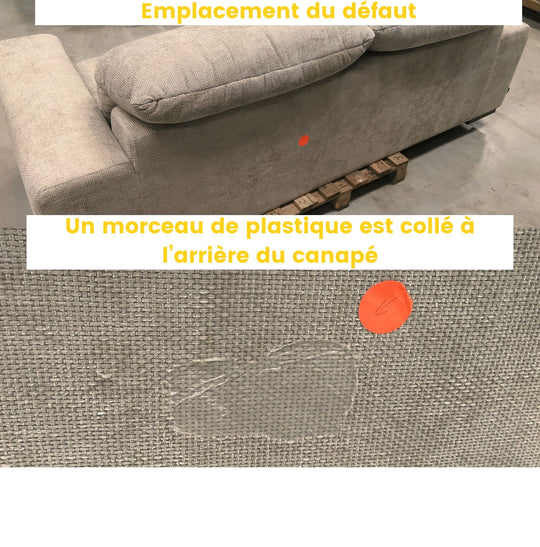 Canapé Drawer 3 places avec têtières réglables en tissu chenille : Couleur - Ecru