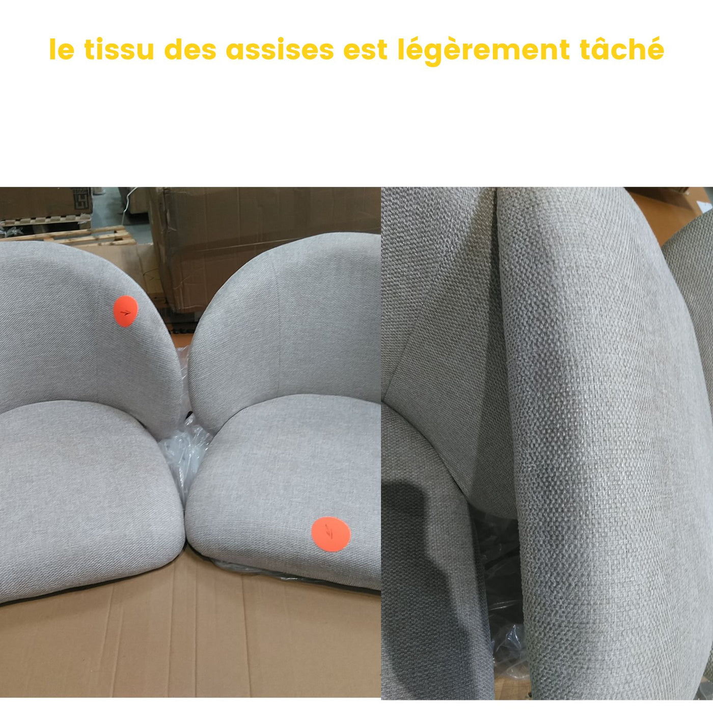 Lot de 2 tabourets de bar Drawer Namia en tissu beige et métal H65cm