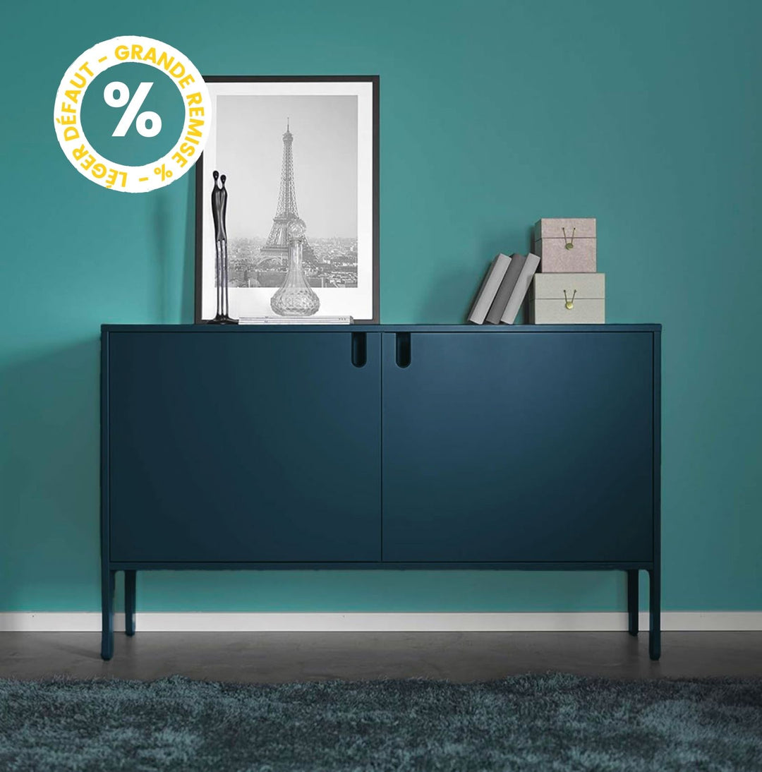 Buffet Bleu canard Uno en bois 2 portes L148cm Drawer - Léger défaut