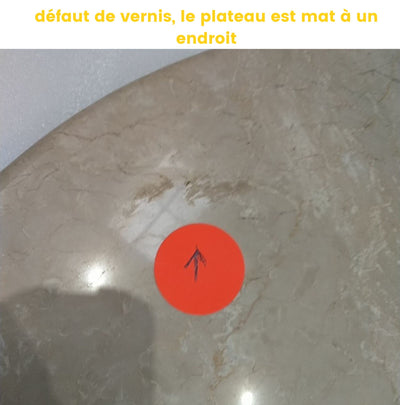 Table basse SULA en marbre et bois massif ø80cm Drawer - Léger défaut