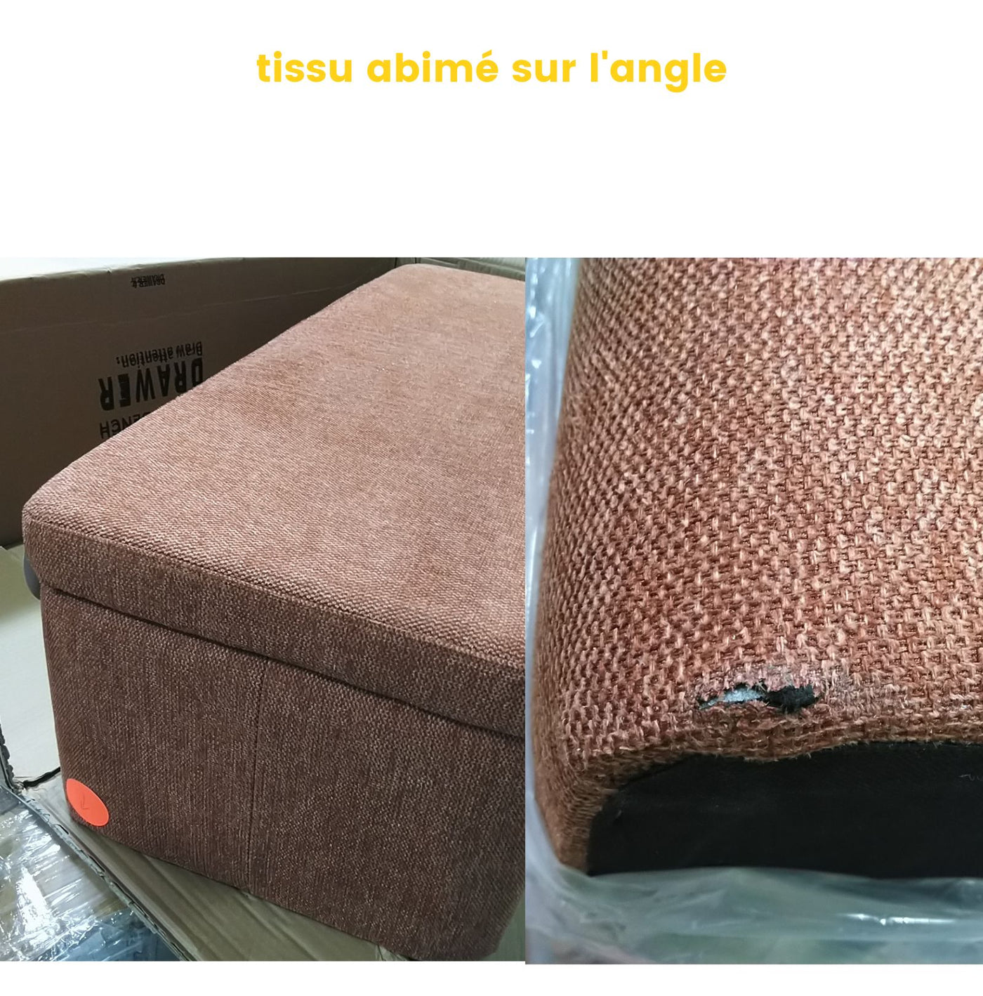 Banc coffre DRAWER en tissu et métal L100cm