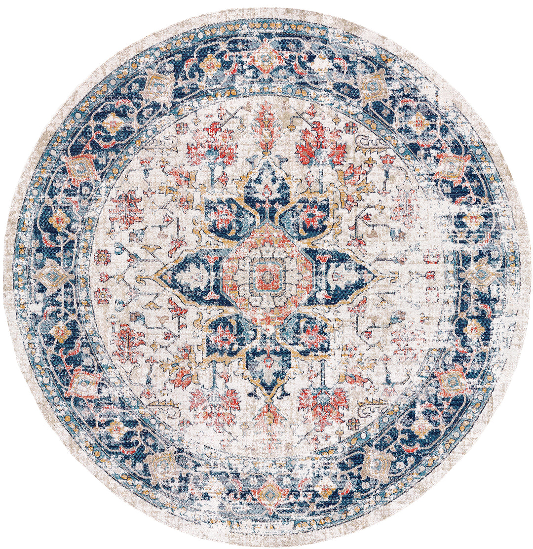 Tapis d'Extérieur/Intérieur Bleu/Beige rond Arvada