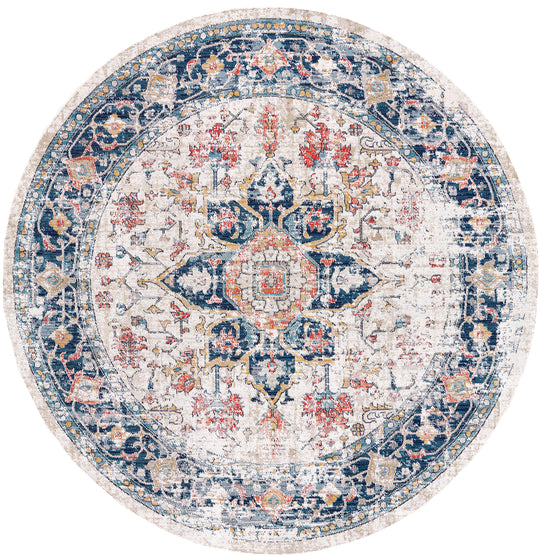 Tapis d'Extérieur/Intérieur Bleu/Beige rond Arvada