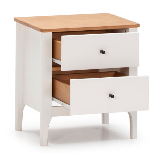 Lot de 2 tables de chevet Luca 2 tiroirs Blanc Bois Massif