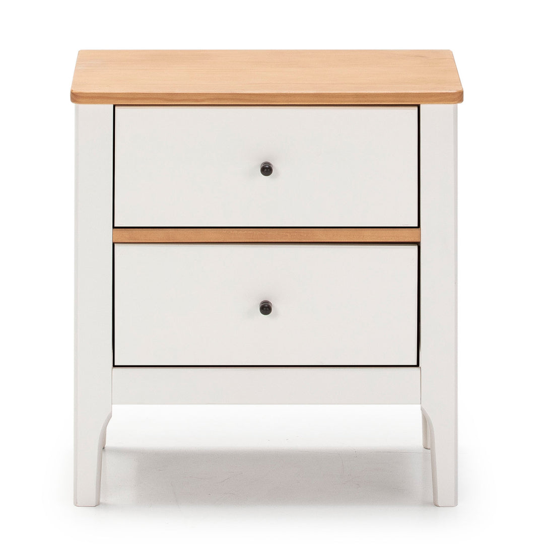 Lot de 2 tables de chevet Luca 2 tiroirs Blanc Bois Massif