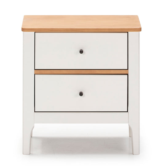 Lot de 2 tables de chevet Luca 2 tiroirs Blanc Bois Massif
