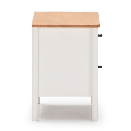 Lot de 2 tables de chevet Luca 2 tiroirs Blanc Bois Massif