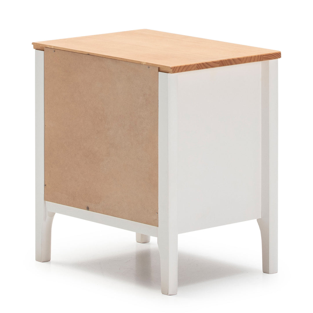 Lot de 2 tables de chevet Luca 2 tiroirs Blanc Bois Massif