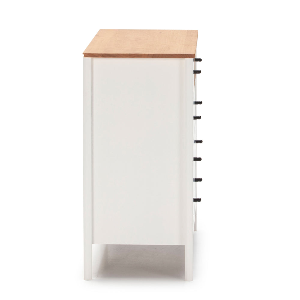Commode Luca 5 tiroirs Blanc en bois Massif