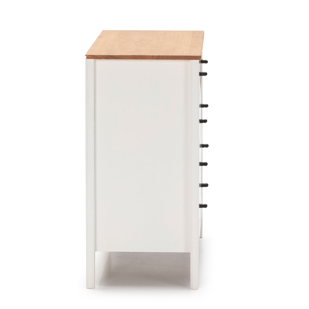 Commode Luca 5 tiroirs Blanc en bois Massif