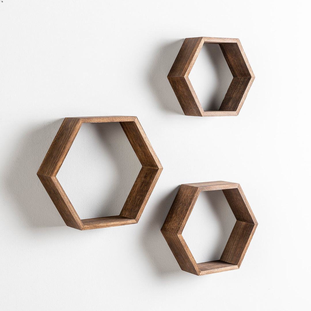 Set de 3 étagères Nuno marron
