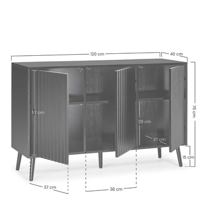 Buffet 3 portes, coloris noir, largeur 120 cm Lluvia