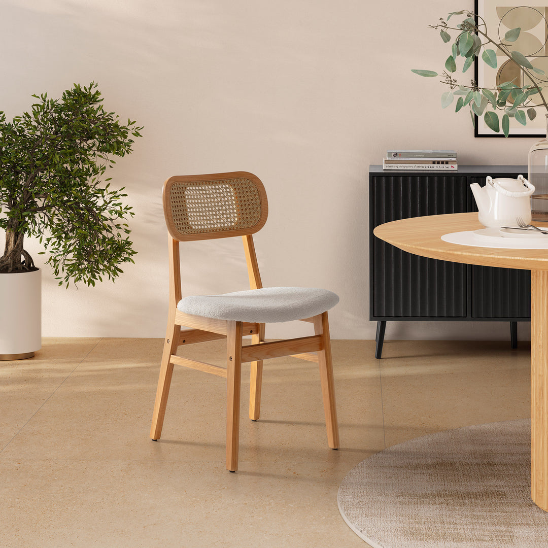 Lot de 2 chaises Boira en chêne effet tissu mouton