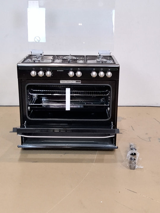 Cuisinière SCHNEIDER SCG9MFCB 5 brûleurs gaz + four électrique 95 L noir mat