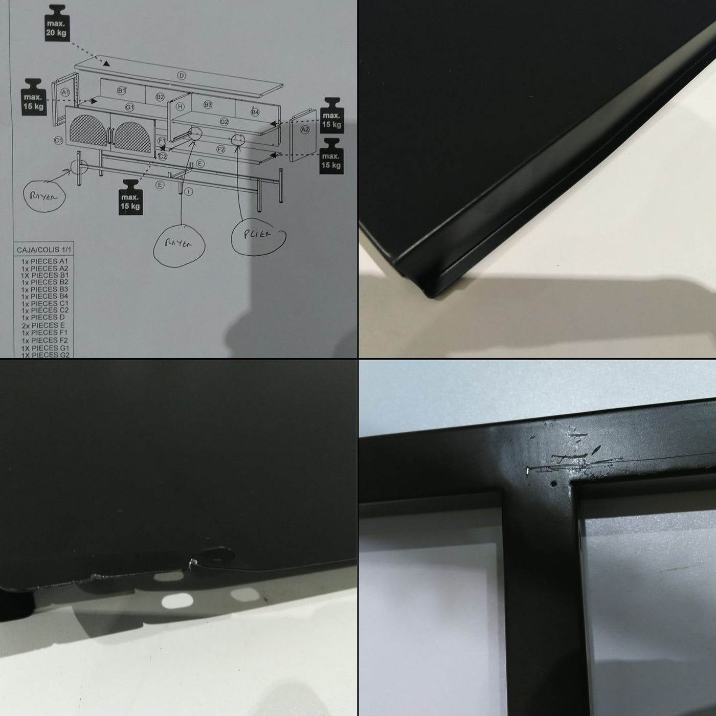 Meuble TV DRAWER Zio 2 portes en métal noir L160cm