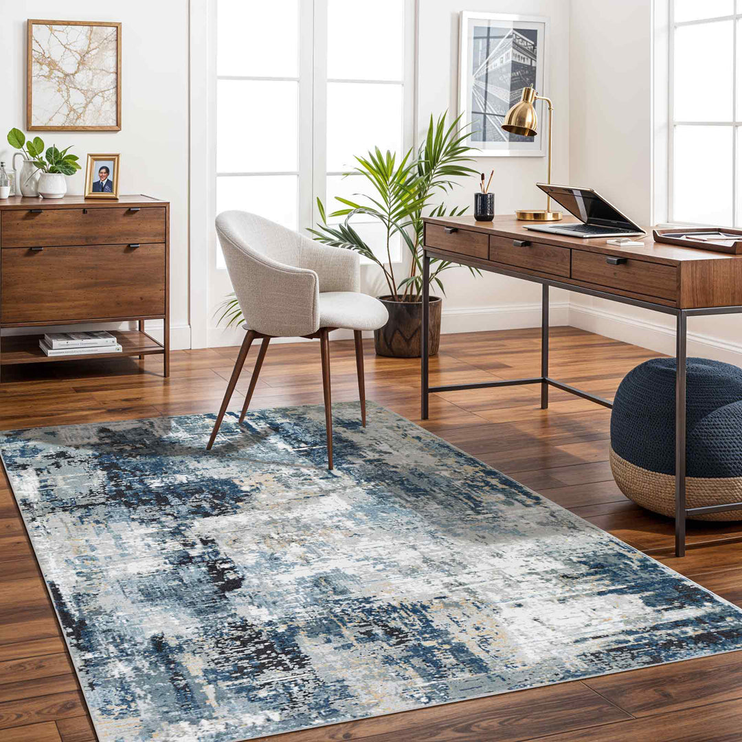 Tapis Abstrait Moderne Bleu/Gris/Beige Paris