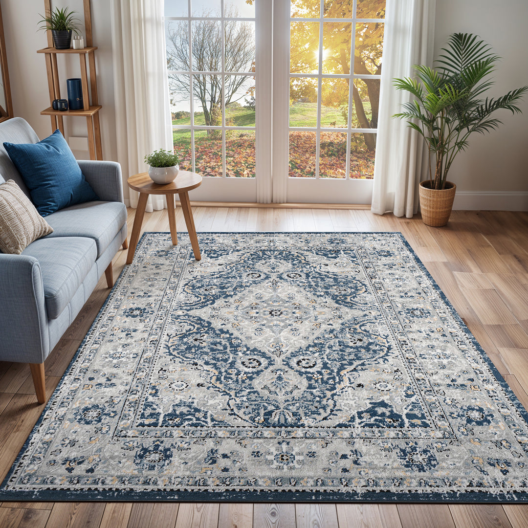 Tapis Vintage Vienna Oriental Bleu/Gris/Jaune