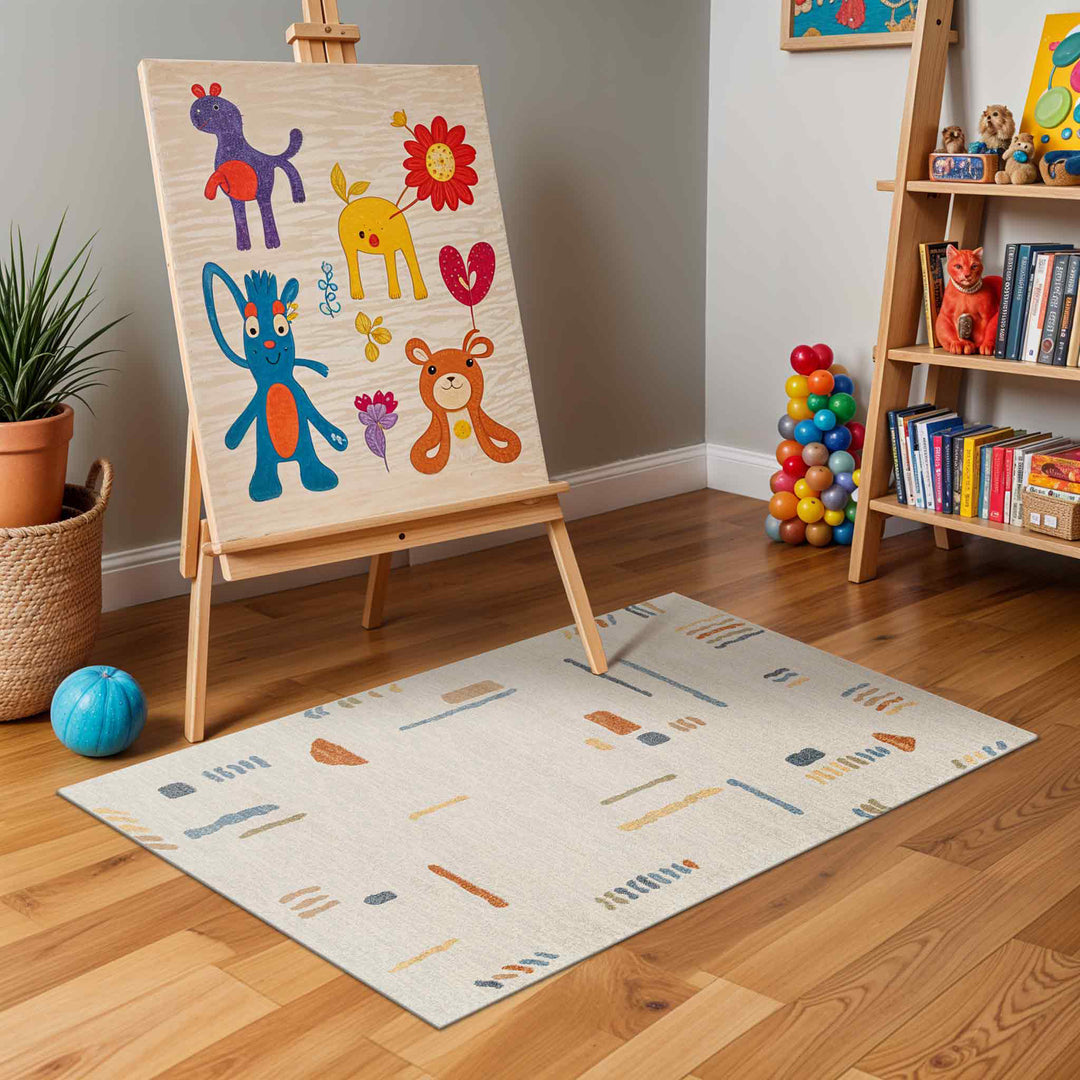 Tapis Scandinave Lavable en Machine Multicolore/Gris Kittila