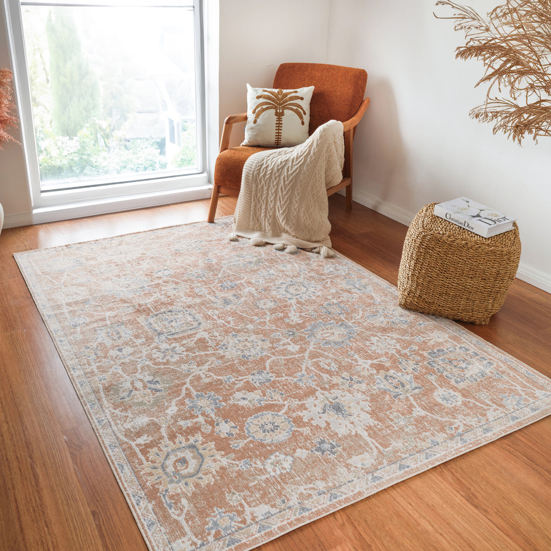 Tapis Vintage Lavable en Machine Terracotta Iquitos