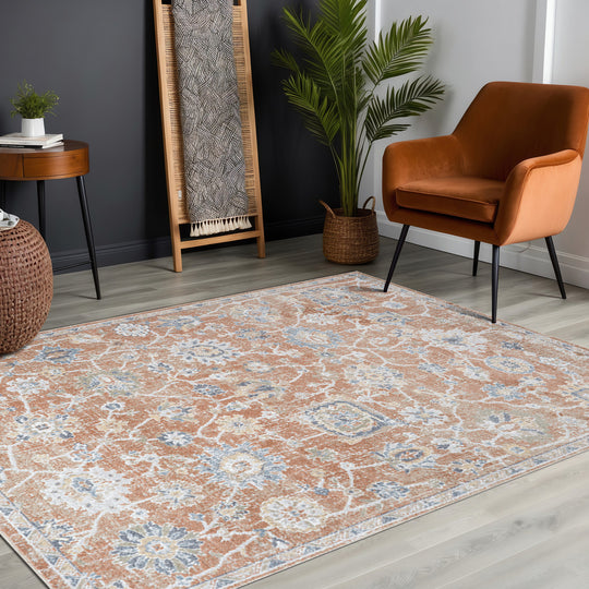 Tapis Vintage Lavable en Machine Terracotta Iquitos