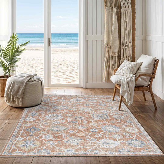 Tapis Vintage Lavable en Machine Terracotta Iquitos