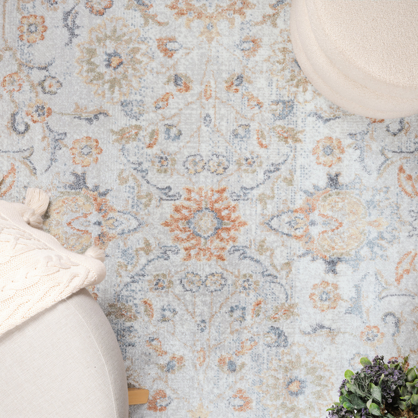 Tapis Vintage Lavable en Machine Gris/Jaune Cincinnati