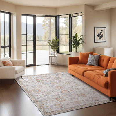 Tapis Vintage Lavable en Machine Gris/Jaune Cincinnati