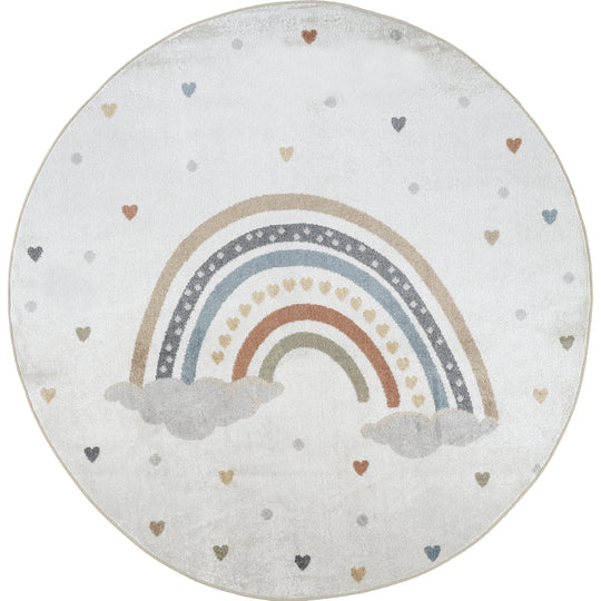 Tapis Rond Enfant Lavable en Machine Multicolore/Orange Rond Arcadia
