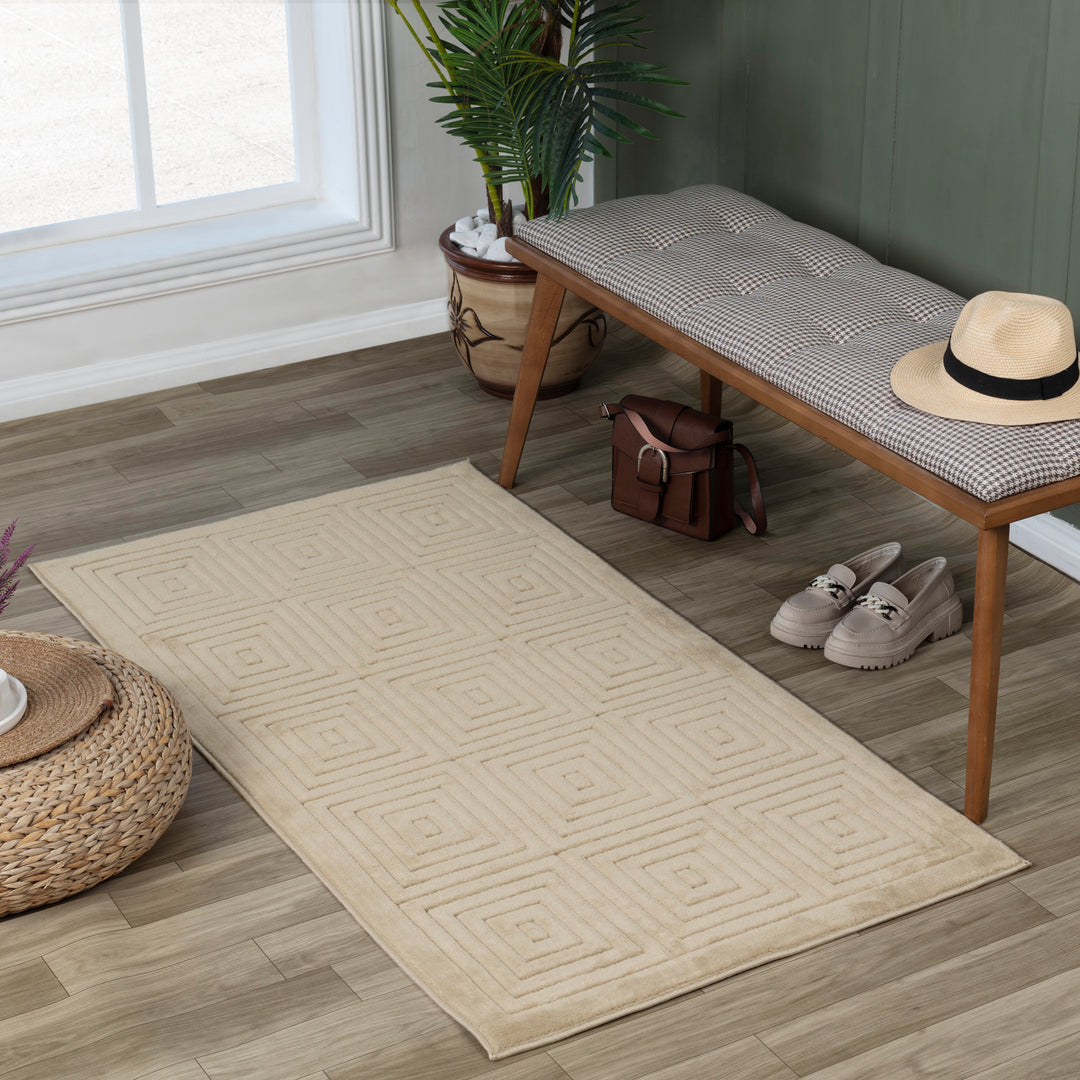 Tapis d'Intérieur/Extérieur Scandinave Moderne Beige Temara