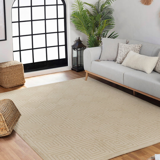 Tapis d'Intérieur/Extérieur Scandinave Moderne Beige Temara