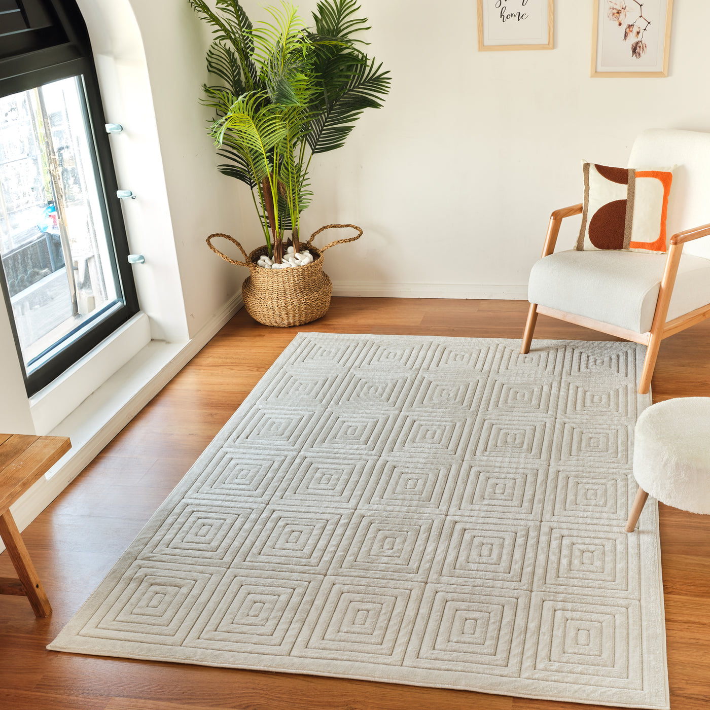 Tapis d'Intérieur/Extérieur Scandinave Moderne Blanc Temara