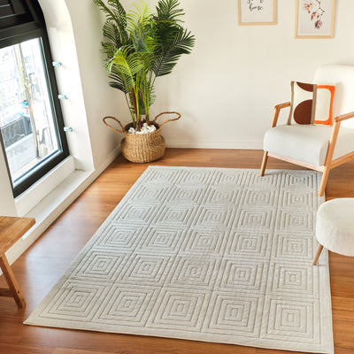 Tapis d'Intérieur/Extérieur Scandinave Moderne Blanc Temara