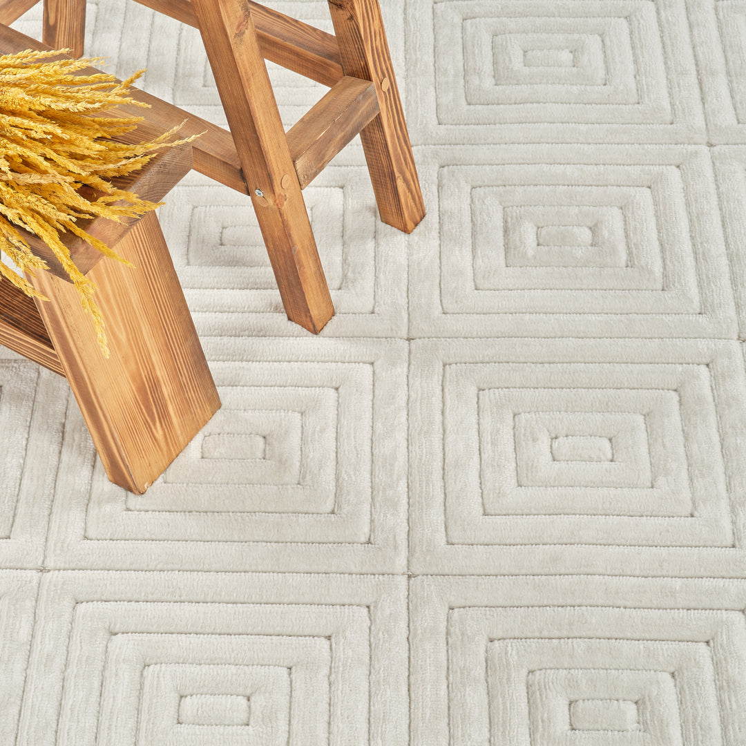 Tapis d'Intérieur/Extérieur Scandinave Moderne Blanc Temara