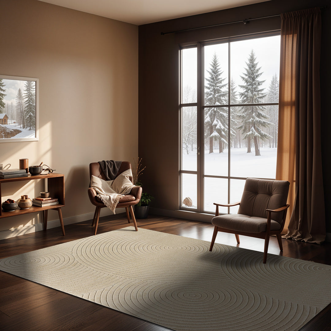 Tapis d'Intérieur/Extérieur Scandinave Moderne Beige Kaysa