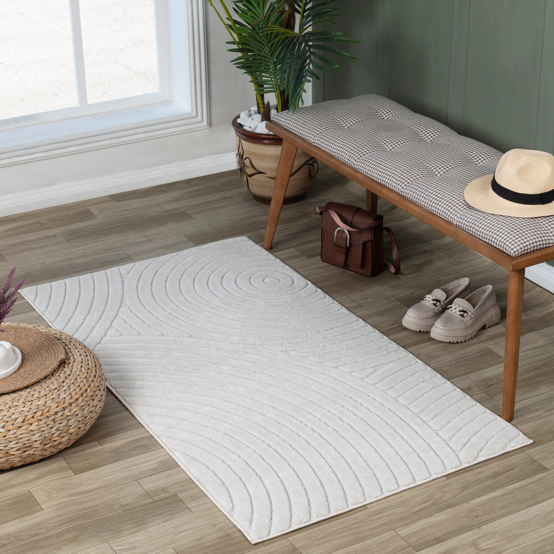 Tapis d'Intérieur/Extérieur Scandinave Moderne Blanc  Kaysa