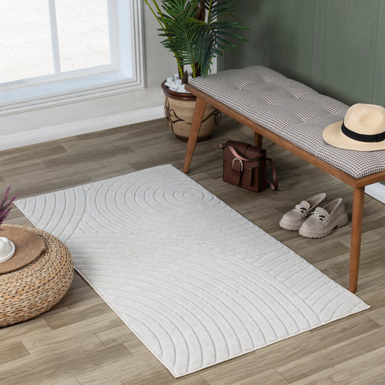 Tapis d'Intérieur/Extérieur Scandinave Moderne Blanc  Kaysa