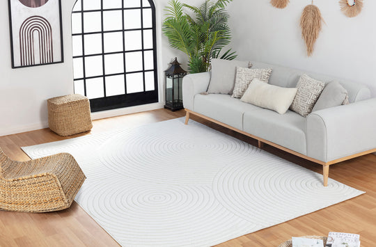 Tapis d'Intérieur/Extérieur Scandinave Moderne Blanc  Kaysa
