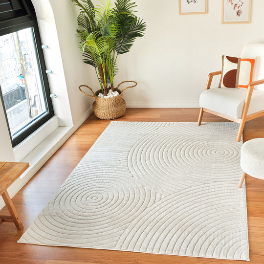 Tapis d'Intérieur/Extérieur Scandinave Moderne Blanc  Kaysa