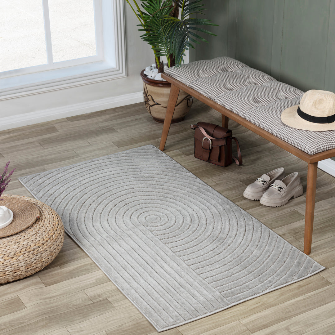 Tapis d'Intérieur/Extérieur Yoe Scandinave Moderne Gris