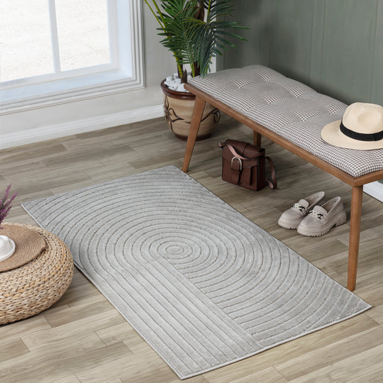 Tapis d'Intérieur/Extérieur Yoe Scandinave Moderne Gris